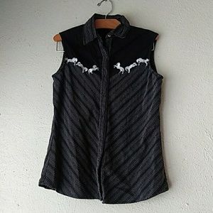 Wrangler vintage western equastrian button top
